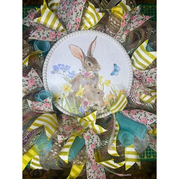 Home Decor Easter Bunny Wreath/ Spring Festive Decor Custom 1 Of 1 Decoration - Picture 2 of 2